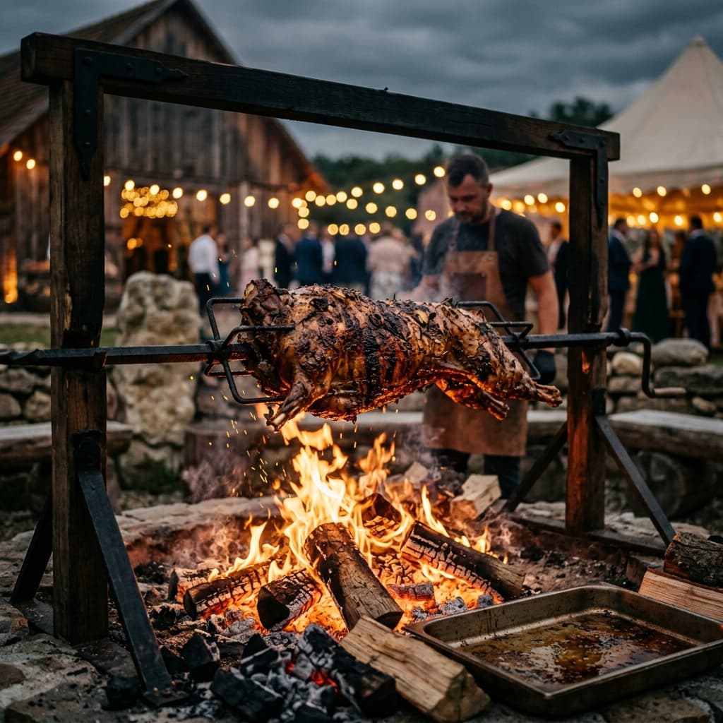 Berbec la proțap pe foc deschis, catering tradițional românesc